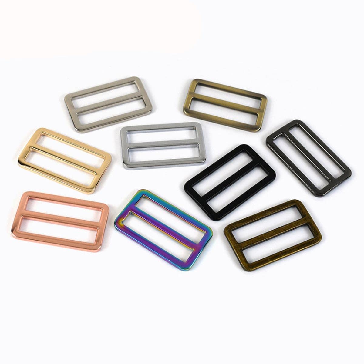 5/20 Stück Metallschnalle für Taschenring, Rucksack, Gurtbänder, Schieber, Einsteller, Schnallen, Verschlüsse, DIY-Lederzubehör, 50 mm, 20 Stück, farbig