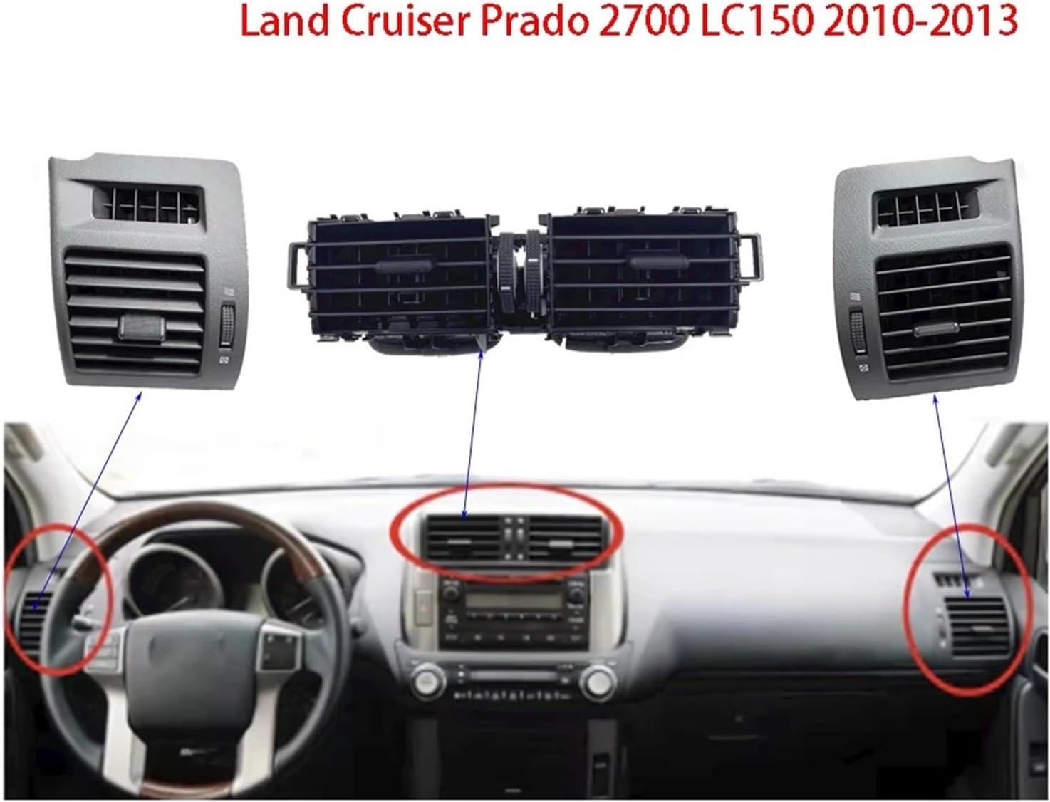 Car A/C Air Conditioner Vents Air Conditioning Outlet Compatible with Toyota Land Cruiser Prado 2700 LC150 2009-2013 LC150 Penal(Left and Right 2pcs A)