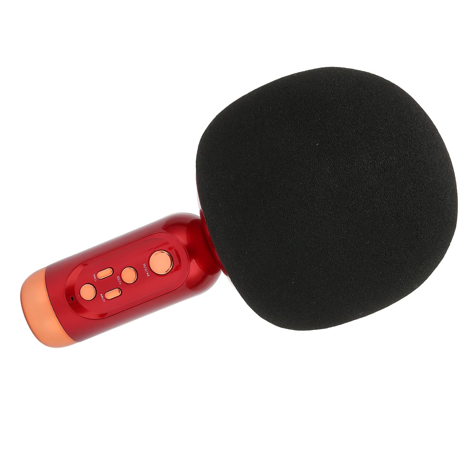 Micrófono de Karaoke Inalámbrico con Luz LED para Fiesta y Karaoke, Micrófono Portátil de Mano con Filtro de bajo Ruido para Teléfono Móvil PC de Coche (Rojo)