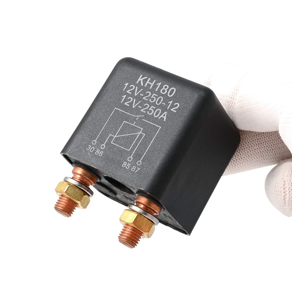 Ehdis Relè a 4 pin, da 12 V e 250 A, interruttore di controllo per batteria senza interruzioni ad alte prestazioni, presa relè per auto, moto, camion