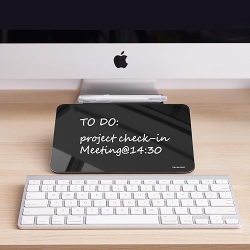 Vista 33 de TSJ OFFICE Pizarra blanca de escritorio pequeña – Pizarra de cristal de borrado en seco de 12 x 8 pulgadas con soporte, tablero de escritorio