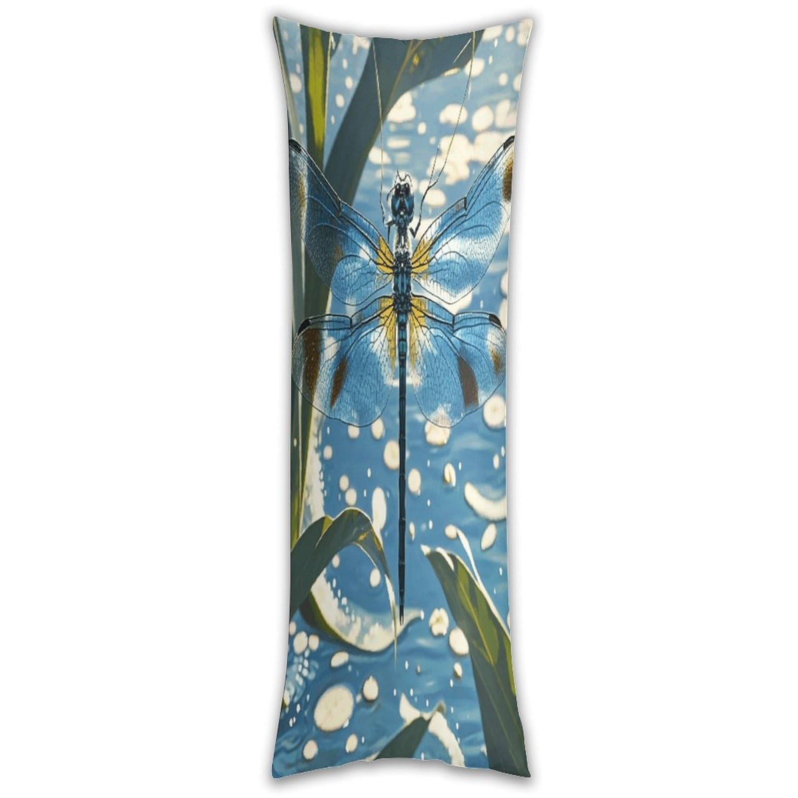 Blue Dragonfly Body Pillow Cover with Hidden Zipper Breathable Polyester Long Pillow Case Cozy Fuzzy Body Pillowcase Ultra Soft Long Pillow Cover for Bedroom 18.9 X 53 in