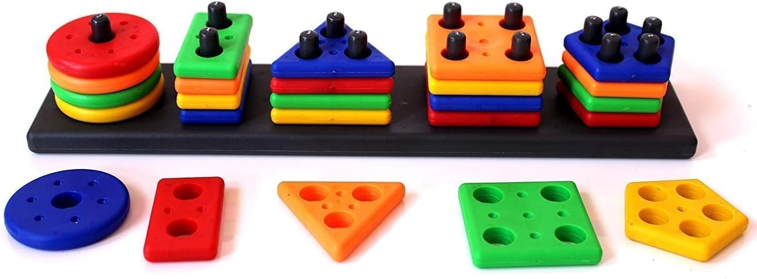 Geometric Shape Sorting Montesorri Toys for Kids|Educational Learning Activity Puzzle Block Toys for 1 to 3 Year Old Toddler,Multicolor