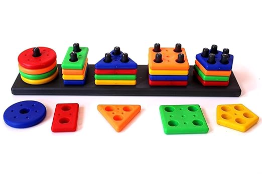 Geometric Shape Sorting Montesorri Toys for Kids Educational Learning Activity Puzzle Block Toys for 1 to 3 Year Old Toddler,Multicolor