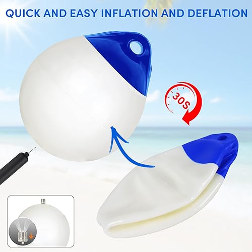 Miniatura 18 de Boya de 10/12/15 pulgadas, boya de anclaje, flotador, guardabarros redondos de barco, boyas inflables de vinilo, boyas de barco