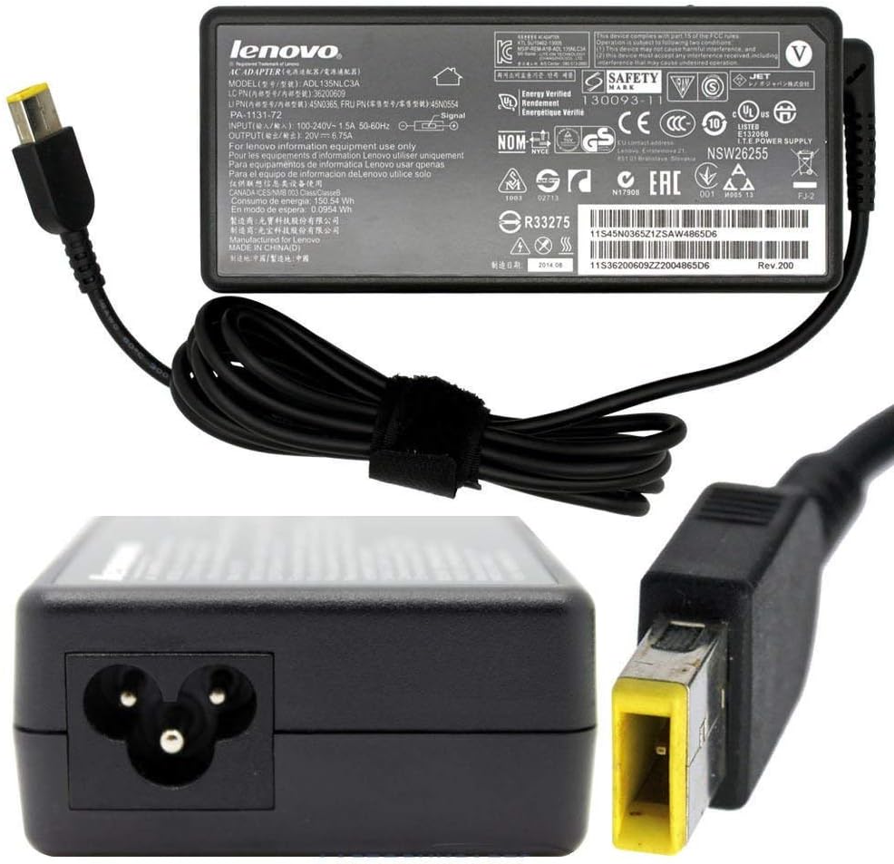 Lenovo 135W (Slim Tip) Replacement AC Adapter for lenovo Laptops ,Compatible with P/N: 45N0364, 45N0366, 45N0368, 45N0485, 45N0486, 45N0501, 45N0362, 4X20E50558, 4X20E50566, 4X20E50564 ADL135NDC3A