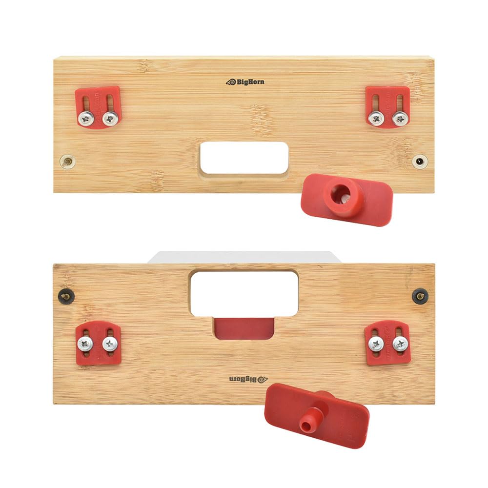 Photo 1 of Big Horn 70157 'B' Latch & Strike Template Kit – Bamboo Router Jig for Door Latch and Deadbolt Strike Installation, 1-1/8" × 2-1/4" and 1-1/8" × 2-3/4" Finish Sizes