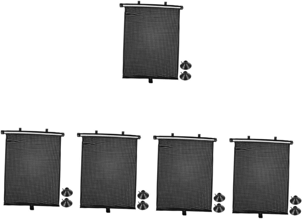 5pcs Retractable Car Side Window Sun Shade Roller Blinds Uv and Heat Insulation Family Fits Vehicles