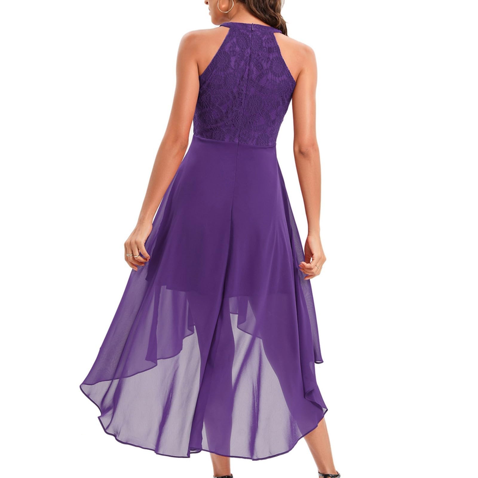Generico Vestito Cerimonia Donna Abito da Sposa Sexy per Matrimonio Elegante Curvy Gonna Ampia Dress Schiena Scoperta Civile Abiti Cocktail Corto Davanti Lungo Dietro