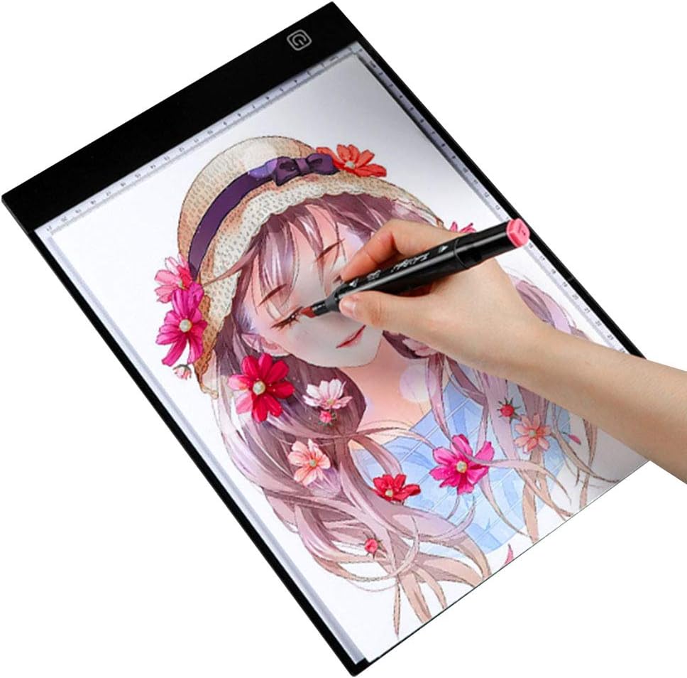 Light Box Portable Ultra-Thin Lightbox Drawing Stepless Brightness Adjustment Led Tracer USB Interface with Ruler Artist Anime Sketch Design Template,