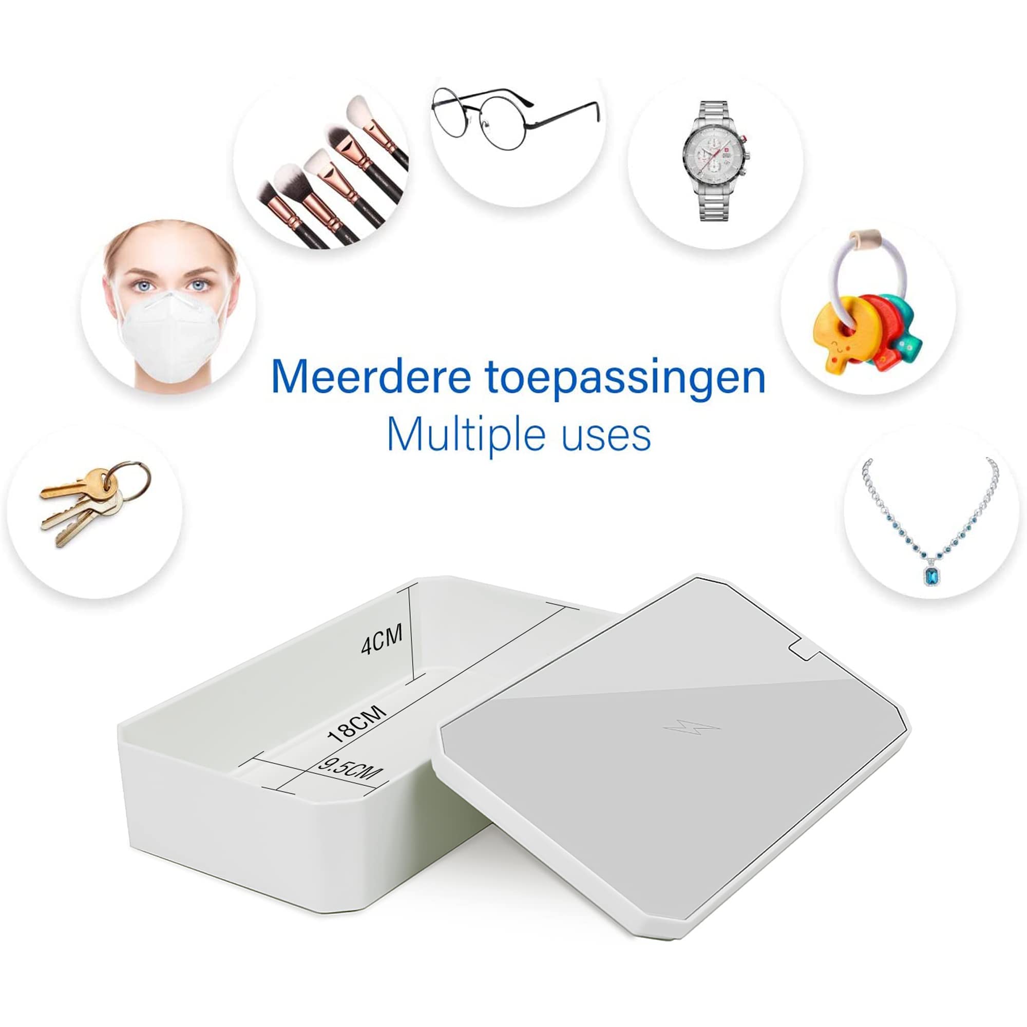 Leicke UV Desinfektionsbox Sterilisator Licht mit Induktionsladegerät, tragbares Desinfektionsgerät mit QI induktive Ladestation, UV-Reinigungsgerät für Handy, Masken, Brillen, Schlüssel, Schmuck USW.