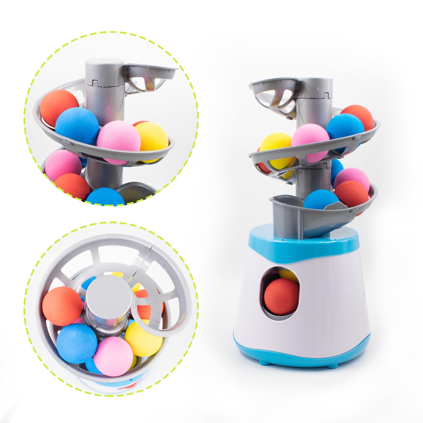 KeaJuidy Automatic Ball Launcher for Small and Medium Cats, Interactive Cat Toy Base Ball Throwing Machine Mental Stimulation Toys for Cats Enrichment Toy for Indoor Outdoor Use, 16 EVA Balls Included