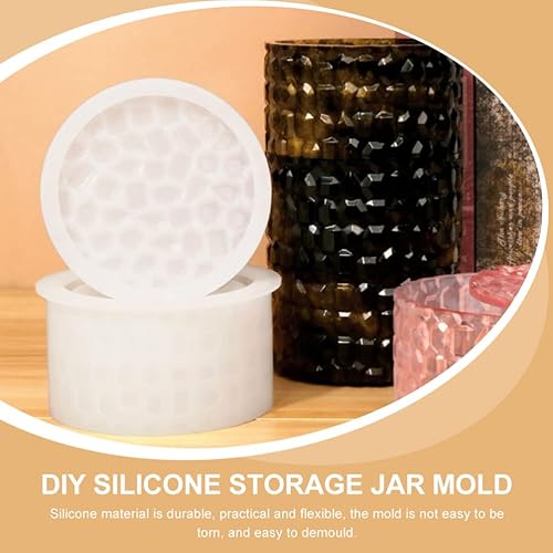 Miniatura 7 de SEWACC Moldes de resina para caja redonda de almacenamiento moldes de epoxi contenedor de resina para joyas moldes de silicona organizador de