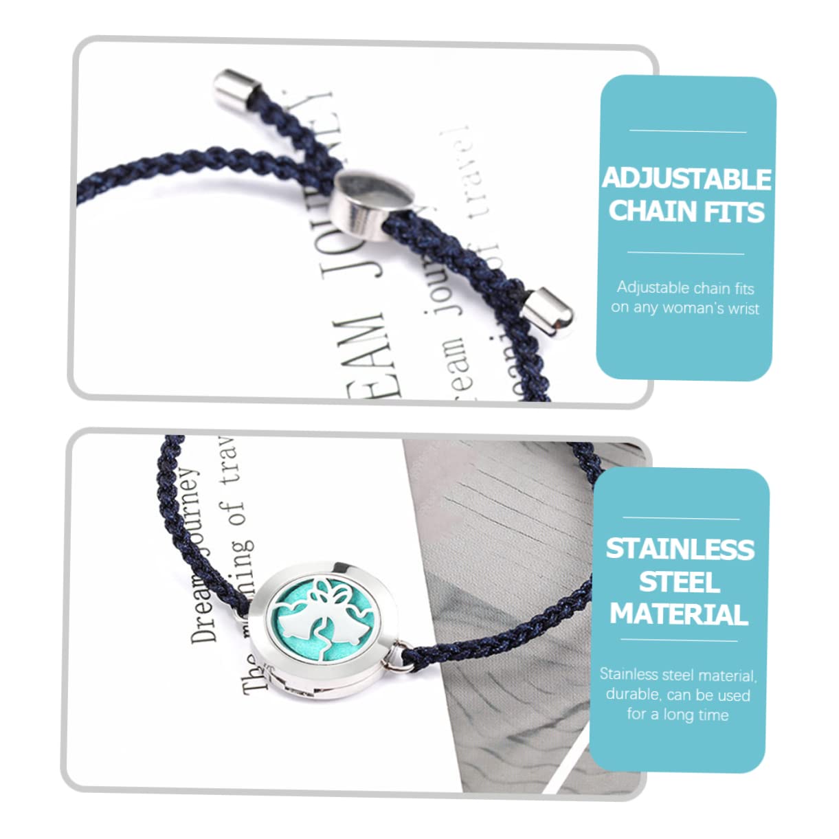 GALPADA 5piezas Pulsera Difusora De Aromaterapia Para Mujeres Pulsera Ajustable De Esencial Joyas De Mujer Diseño Trenzado y Charm Aromático
