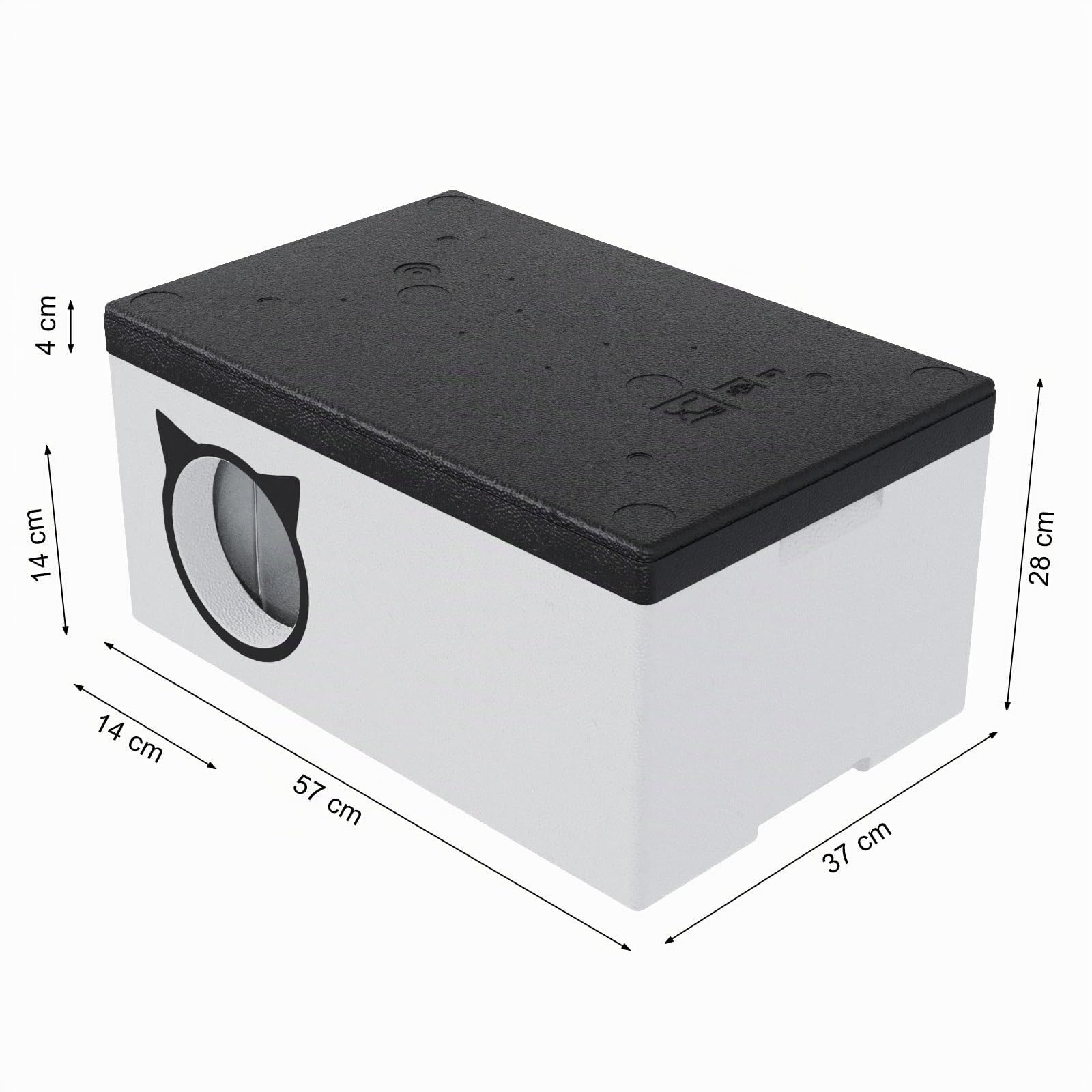 QLS Maison pour chat 58x38 cm Résistante aux intempéries en polystyrène avec rideau