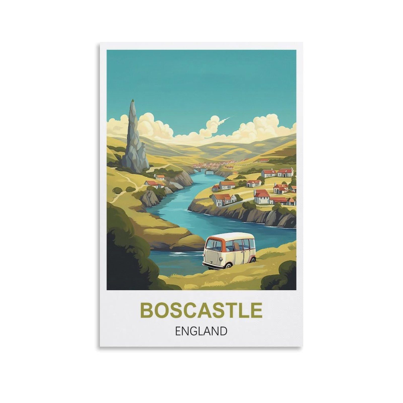 EZMLFA Paint by Numbers for Adults，Boscastle England Easy Paint by Numbers for Beginner,Acrylic Watercolor Paint by Number for Kids Gift Decor 40x50cm