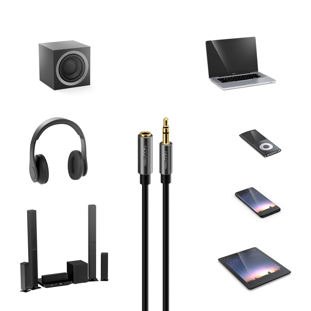 Cavo Audio PwrON 3,5 Mm Maschio-Maschio 1,8 Metri - Prolunga Per Cuffie O Aux - Nuovo