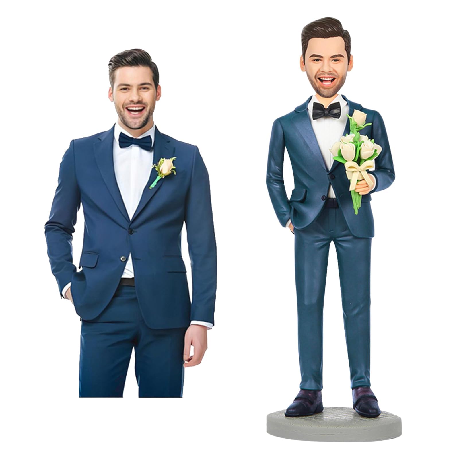 Personalized Custom Bobbleheads | Fully Customized Figures | One Person Sculpture Based on Your Photos | Gifts for Boyfriend Husband Friends (10.24in/26cm)