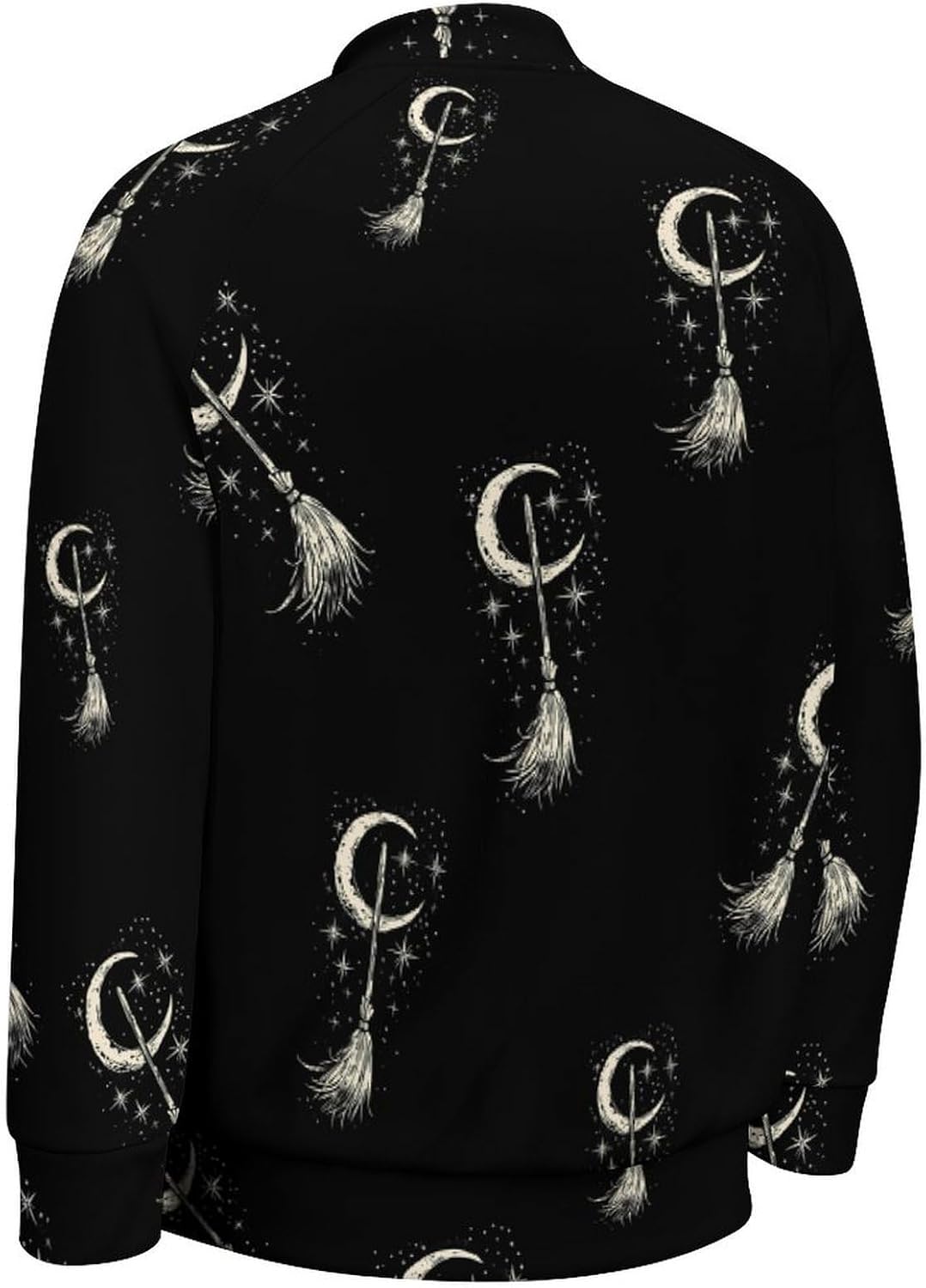 Witchy Magical Crescent Stars Novelty Men's Baseball Jackets Causal Sweatshirt Button Top Long Sleeve Coat