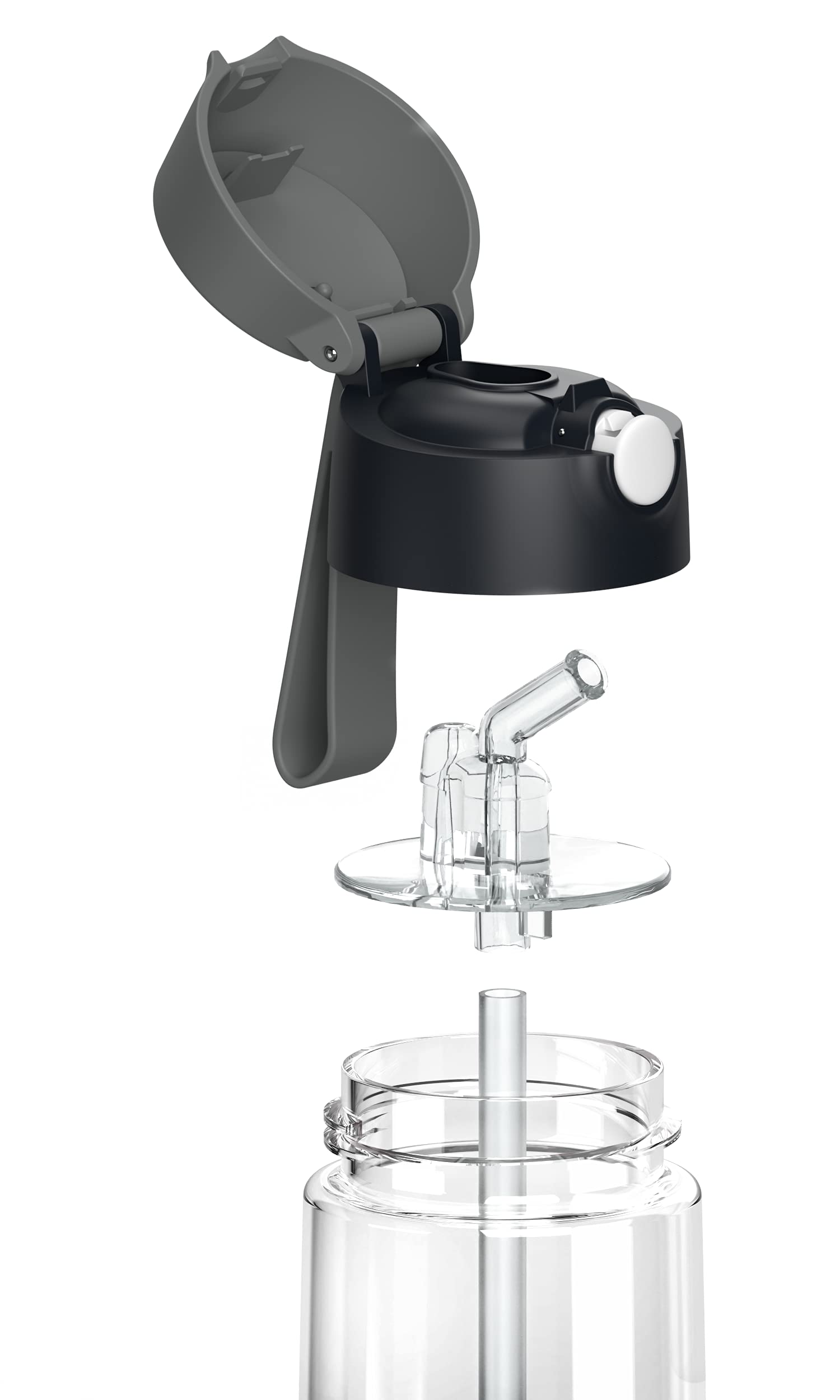 Jarlson® Borraccia Bambini, Bottiglia 500 ml, Senza BPA, Bottiglia Acqua con Cannuccia, per la scuola e l'asilo, realizzato in plastica di alta qualità (nero)