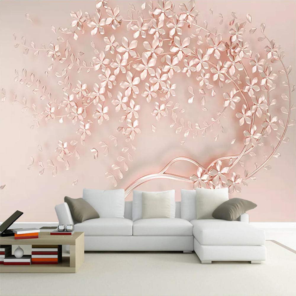 3D Papier Peint Mural Rose Or Fleur De Luxe Salon 3D Stéréo TV Fond Décoration Murale Papier Peint Décoration de La Maison