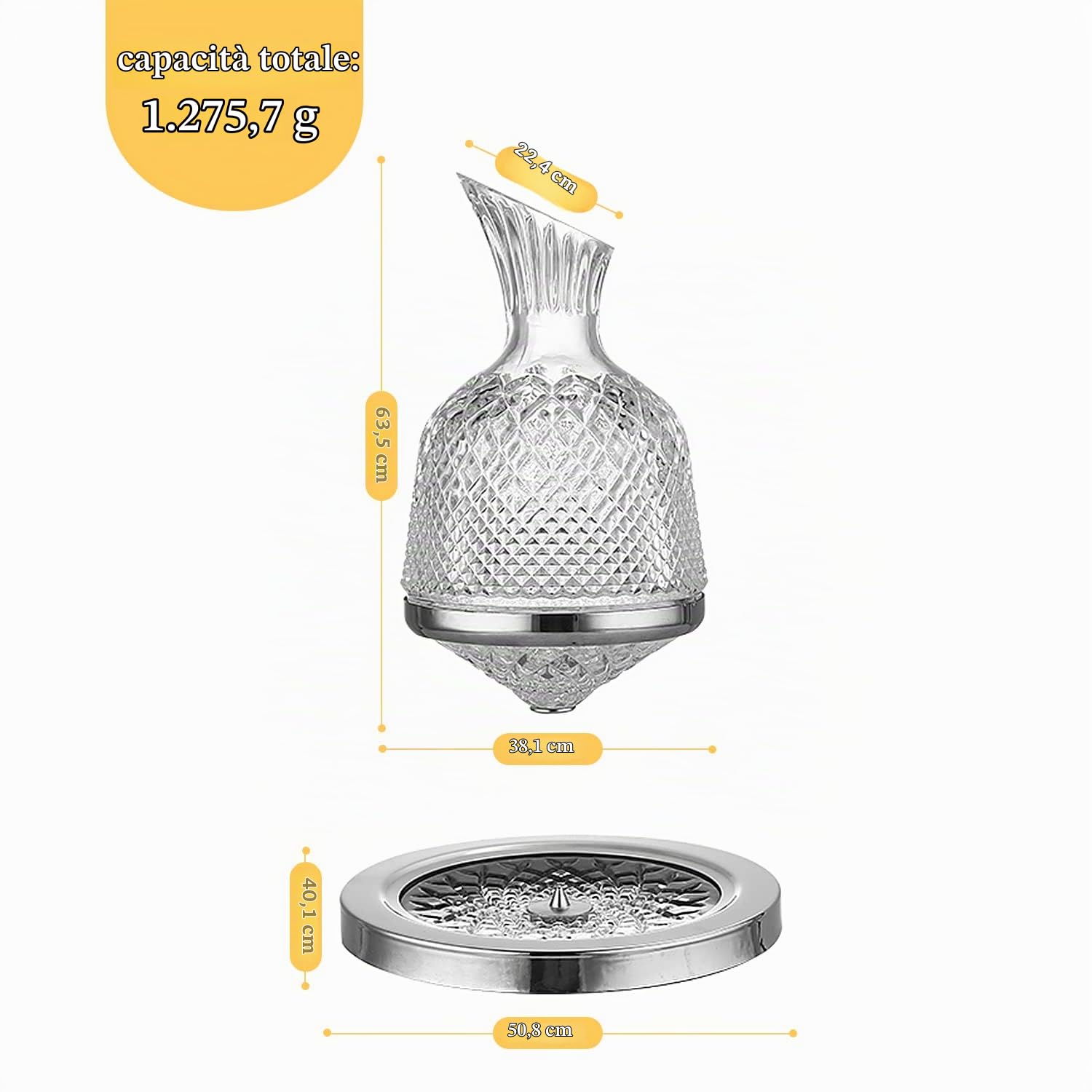 Decanter per vino in cristallo con decanter per vino, con scatola di lusso. Caraffa per vino rosso, regalo di nozze per uomini o donne, caraffa per vino, regalo di nozze