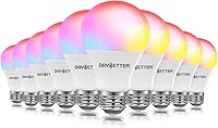 DAYBETTER Smart WiFi Light Bulbs 10 Pack, Alexa Google Compatible RGB Color Changing A19 9W 800LM No Hub 2.4GHz