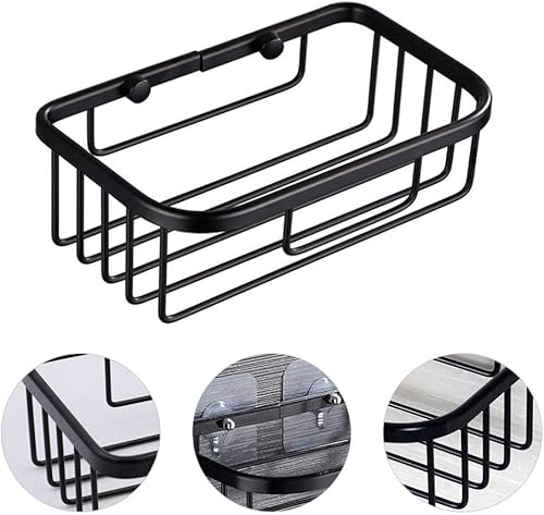 Miniatura 2 de Ventosa ducha baño pared estante de acero inoxidable cesta rectangular para champú grande ducha gel Tiolet soporte de papel negro