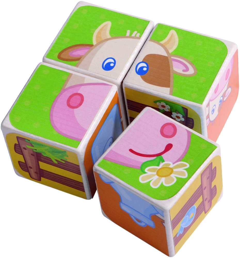 HABA 5589 - Meine erste Spielwelt Bauernhof - Würfelpuzzle Kuh Carola