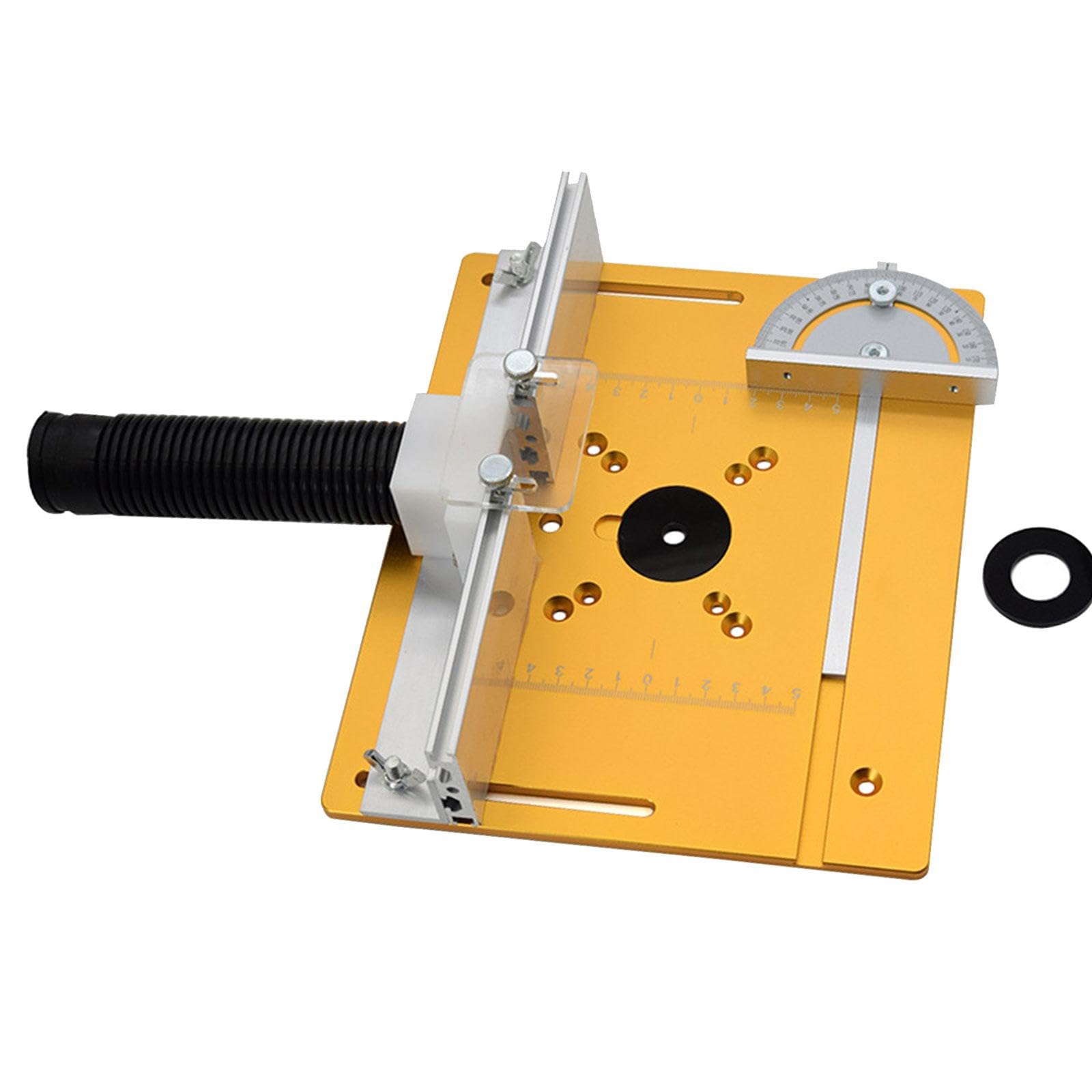 Placa de Inserción para Mesa de Fresadora Accesorio de Banco de Trabajo Herramienta para Carpintería Fabricada en Aleación de Aluminio Adecuada para P, con Regla de Respaldo