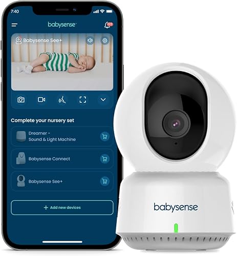 Babysense Ver monitor inteligente WiFi para bebé, cámara de 1080p, visión nocturna HD, detecta y rastrea movimiento, captura y graba - Tarjeta SD