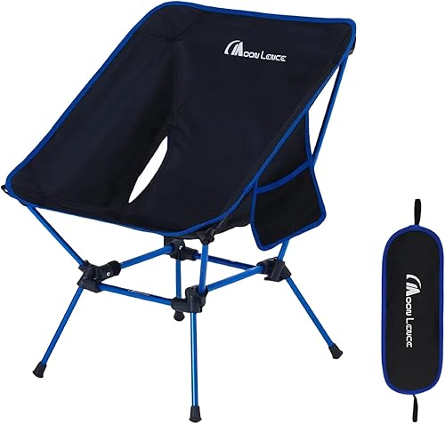 MOON LENCE Silla de mochilero, silla de camping al aire libre, sillas plegables portátiles compactas con bolsillos laterales, plegable, ligera,