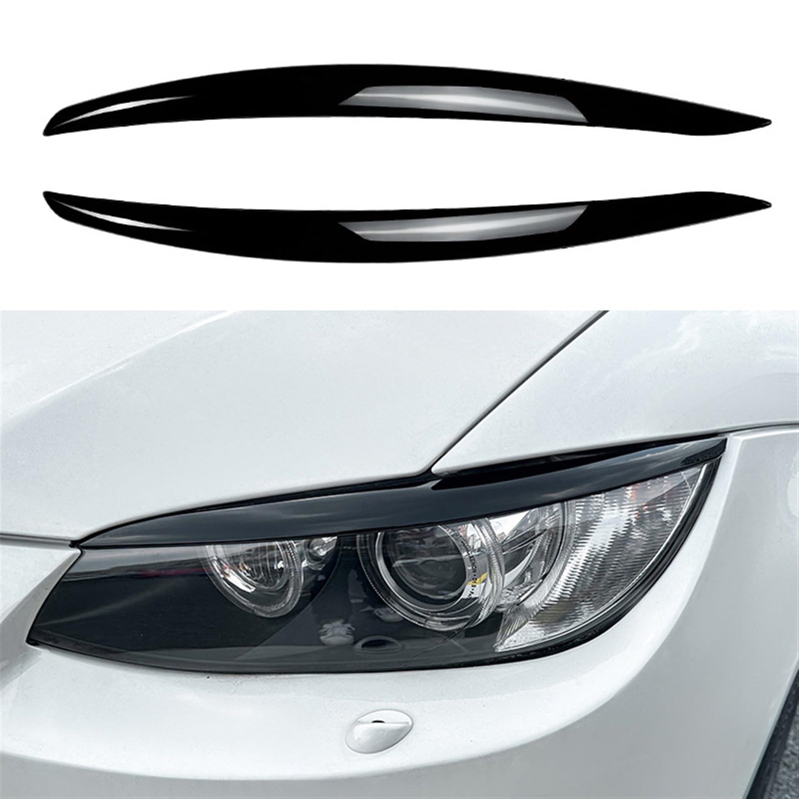 Auto Front Scheinwerfer Augenbraue Augenlid Lampe Licht Augenbrauen Glanz Schwarz Carbon Faser Compatible With 3 Serie E92 E93 2006-2009 zubehör(Carbon Fiber)