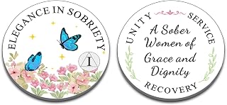 Sobriety Gifts for Women 1 Year Sobriety Coin - Recovery Butterfly AA Coins - Sister Power Addiction NA AA Chips and Medallions - Celebrate 1 Years Narcotics Alcoholics Anonymous Gifts for Woman