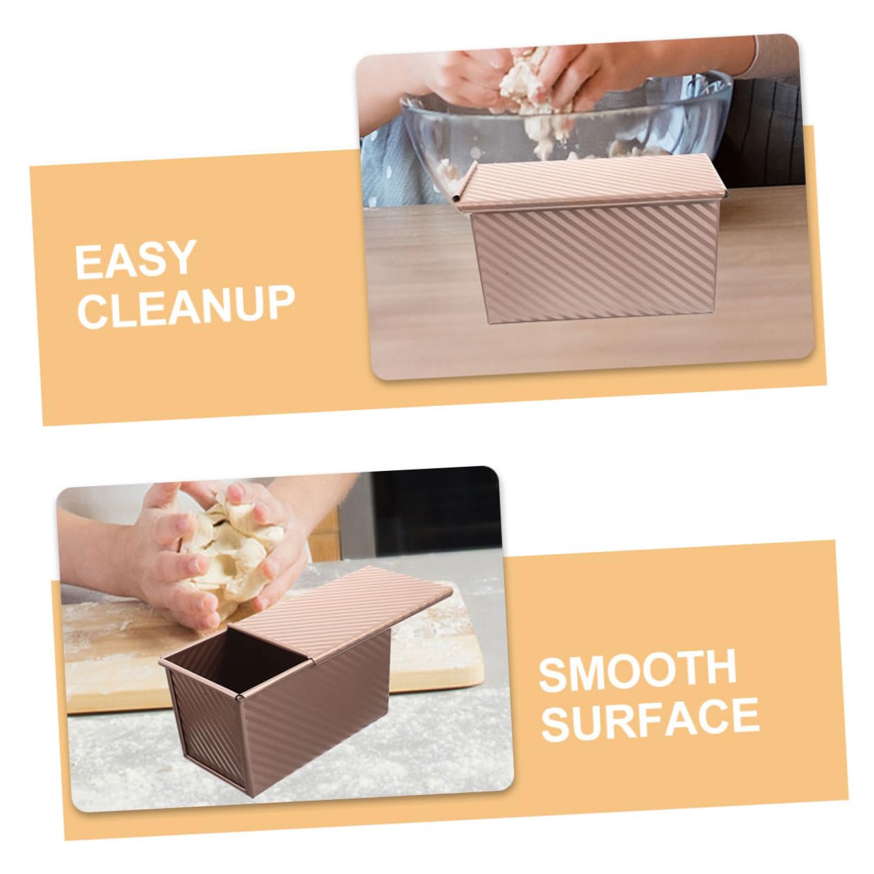 Ciieeo Toastform mit Deckel aus Kohlenstoffstahl 2 Stück Antihaftbeschichtet Rechteckig für Brotbacken Brotbackform 25cm Küche