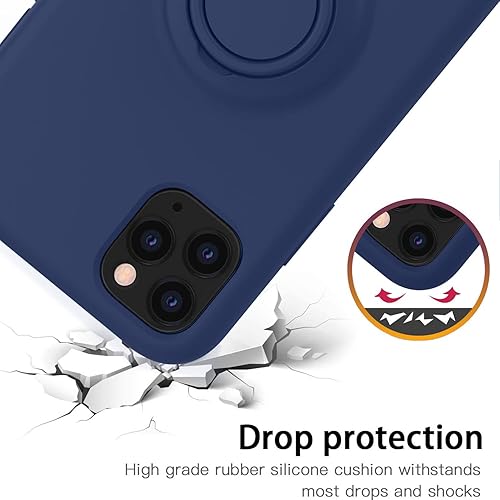 Miniatura 4 de HAVVA Funda compatible con iPhone 11 Pro, serie de silicona y soporte de anillo, forro de microfibra suave antiarañazos, funda protectora de cuerpo