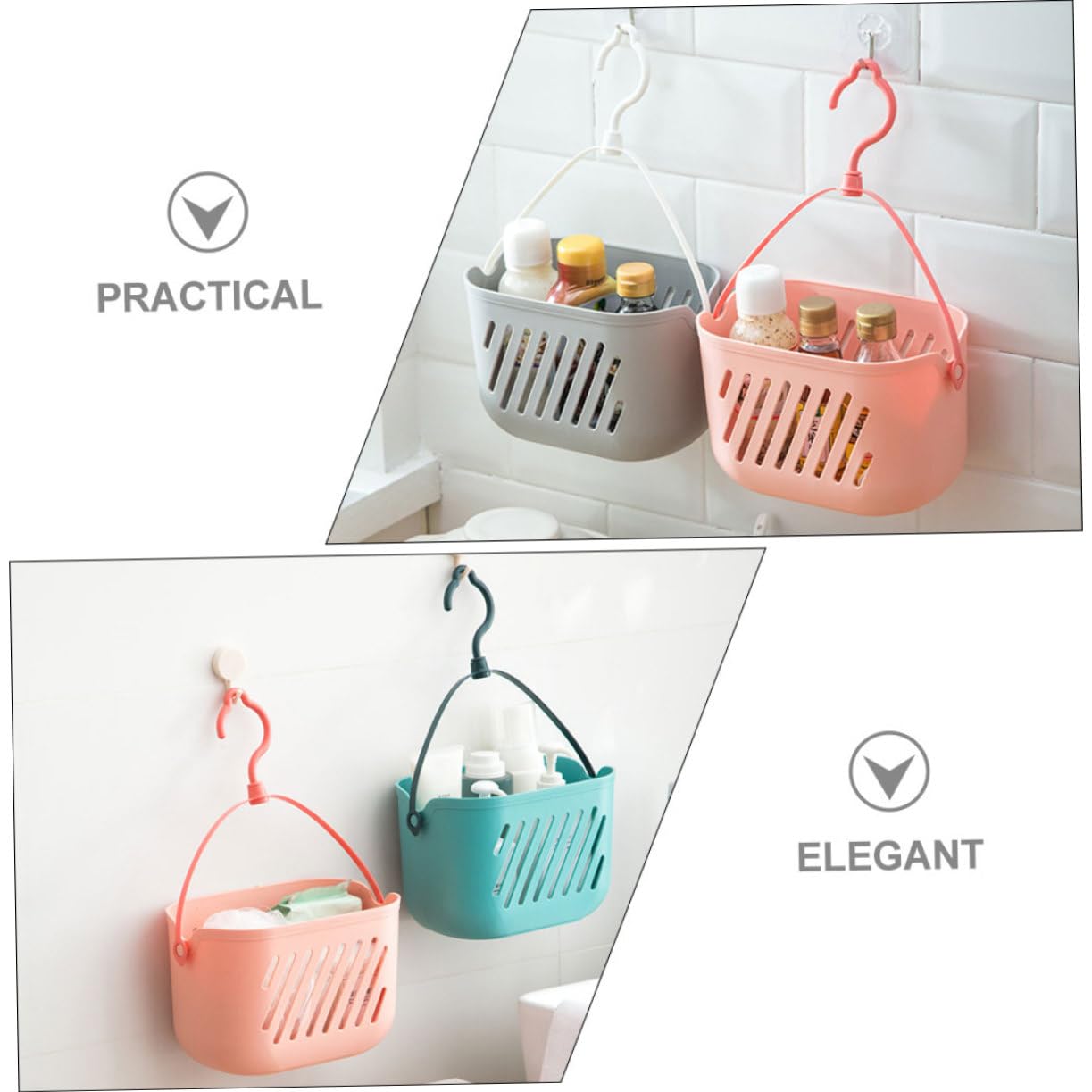 Healifty Cesta de Ducha Portátil de Plástico 4piezas para Almacenamiento y Organización de Champú y Productos de Limpieza, Adecuado para Baño Moderno y Ordenado