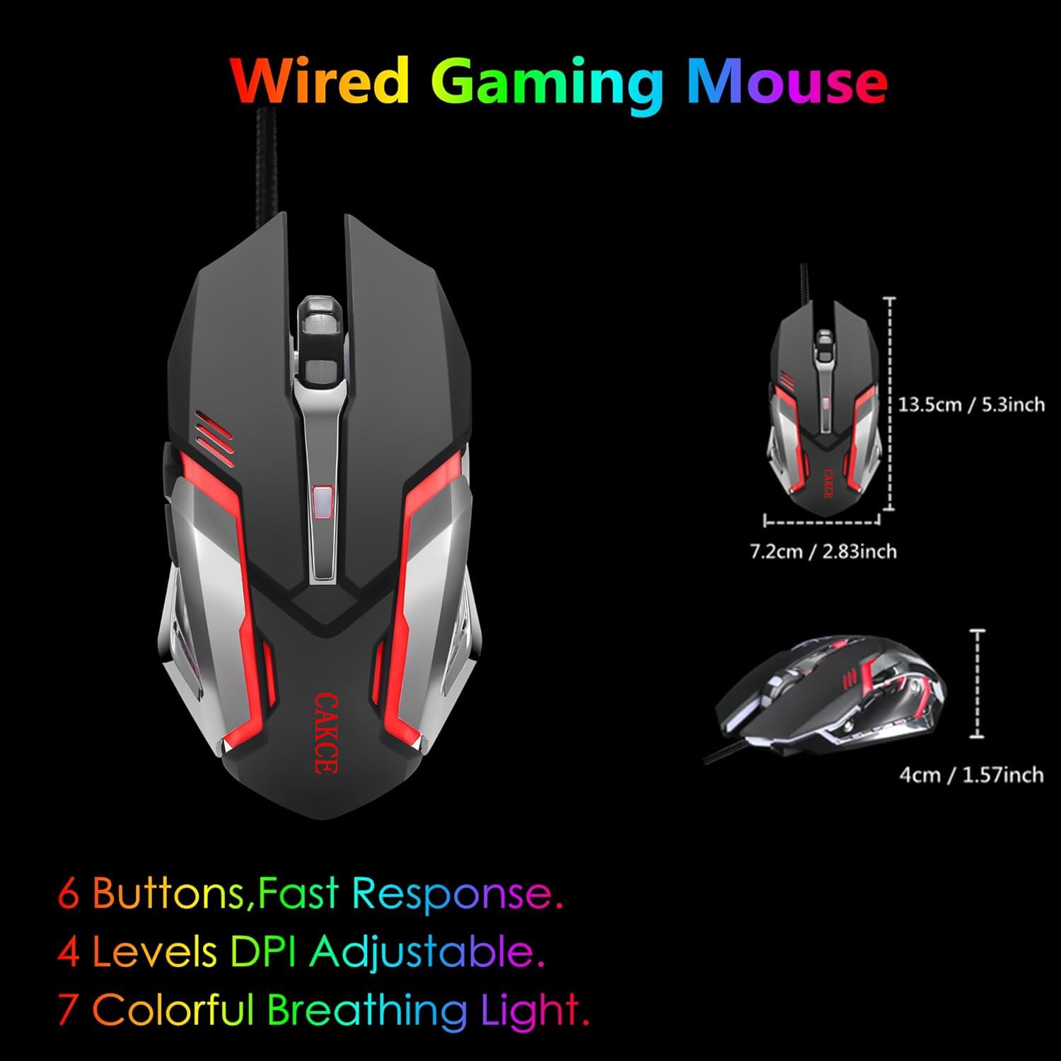 Teclado RGB para juegos y ratón colorido combinado, USB con cable LED retroiluminado ratón y teclado para ordenador portátil PC juegos y trabajo, brillo de letras, sensación mecánica