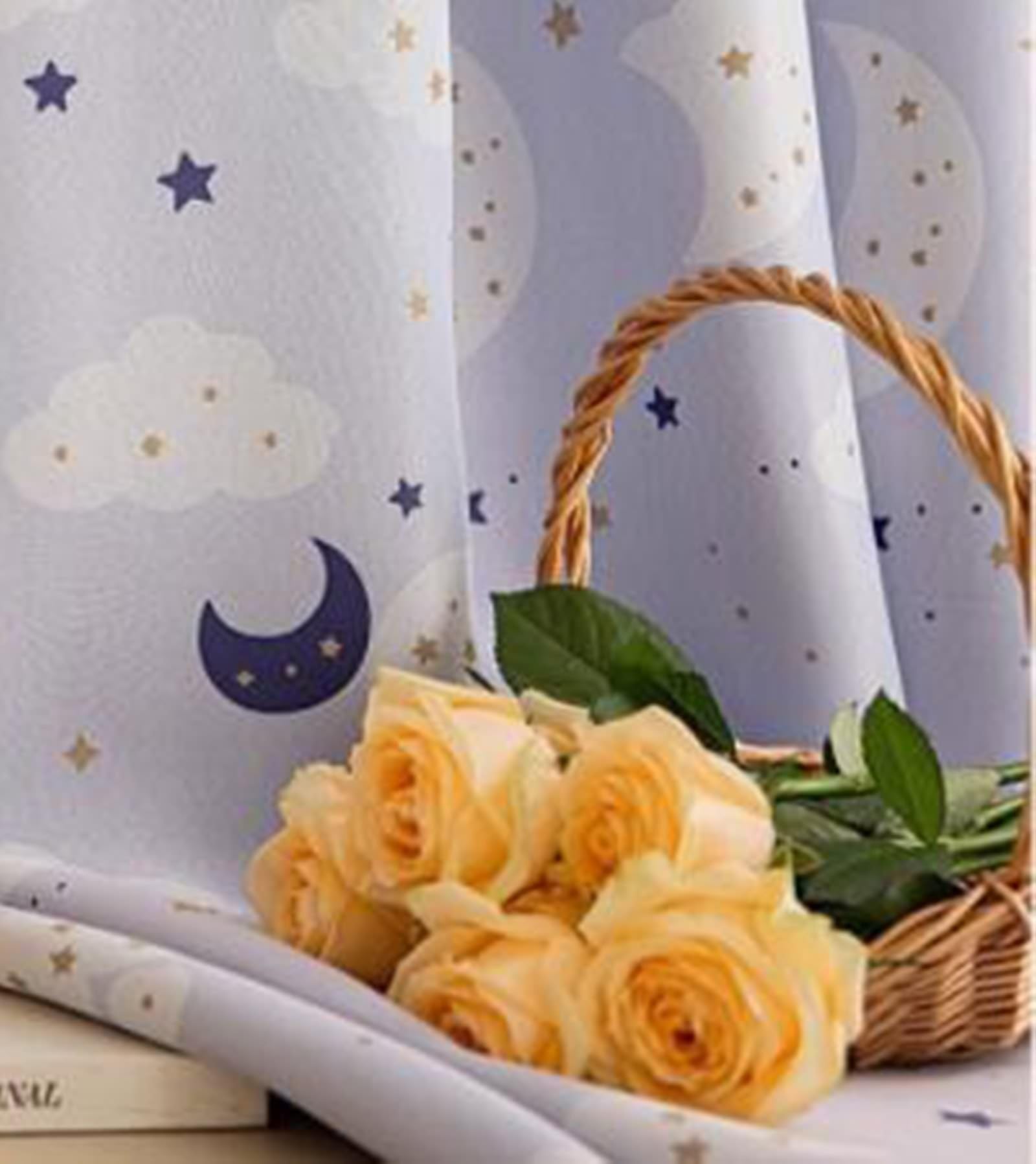 Cortinas opacas para ventana, habitación de niños, niños, niños, niños, niños, niñas, diseño de estrellas, luna, nube, poliéster, opaca, para dormitorio, 107 x 132 cm