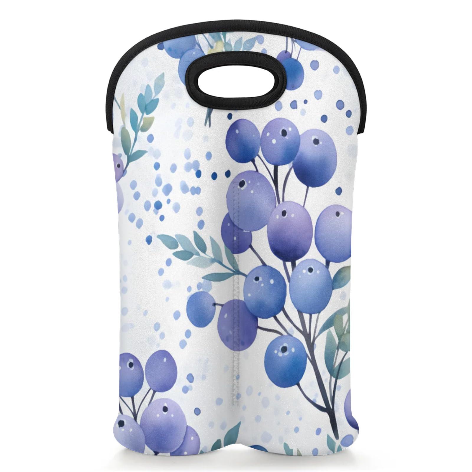 GzLeyigou 2 Bottles Blueberry Wine Bag Sleeve Totes Neoprene Protective Wine Carrier Bag for Wine,Water, Champagne, Beer, Baby Bottles,Gift 14.5 x 10 Inches