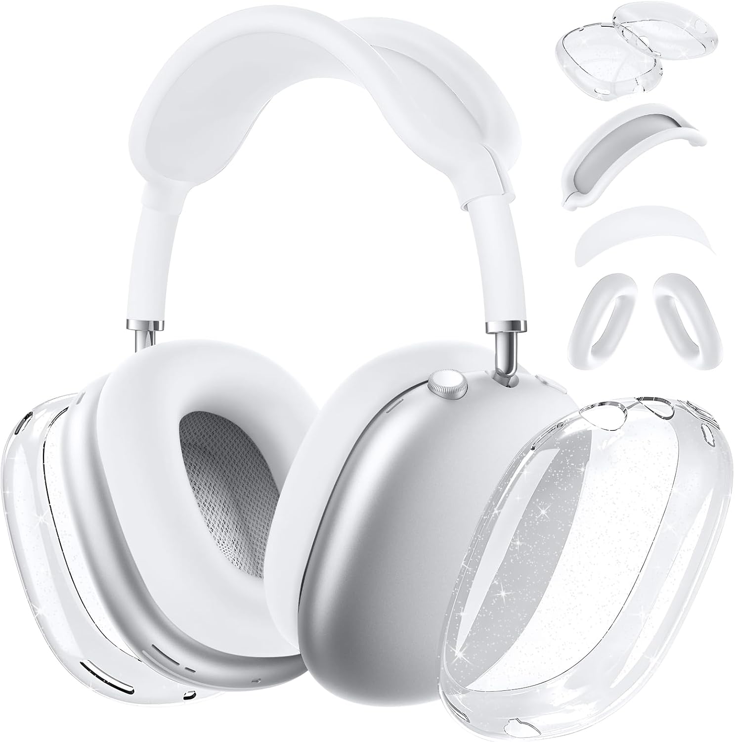 Case Cover for AirPods Max Headphones,Anti-Scratch Ear Pad Case Cover/Ear Cups Cover/Headband Cover/Top Pad Protector,for AirPods Max. Clear Soft TPU and Silicone,Skin Scratch Proof.