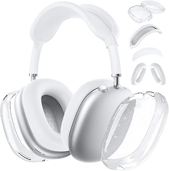 Case Cover for AirPods Max Headphones,Anti-Scratch Ear Pad Case Cover/Ear Cups Cover/Headband Cover/Top Pad Protector,for AirPods Max. Clear Soft TPU and Silicone,Skin Scratch Proof.