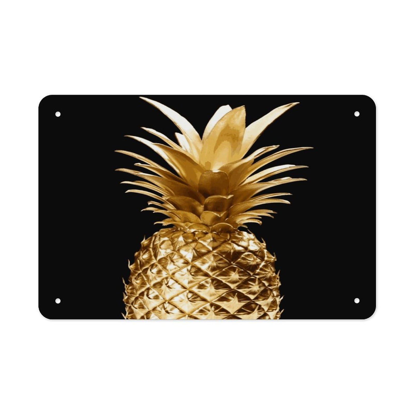 Fekiloot Style Gold Pineapple Metal Signs Wall Art Tin Sign