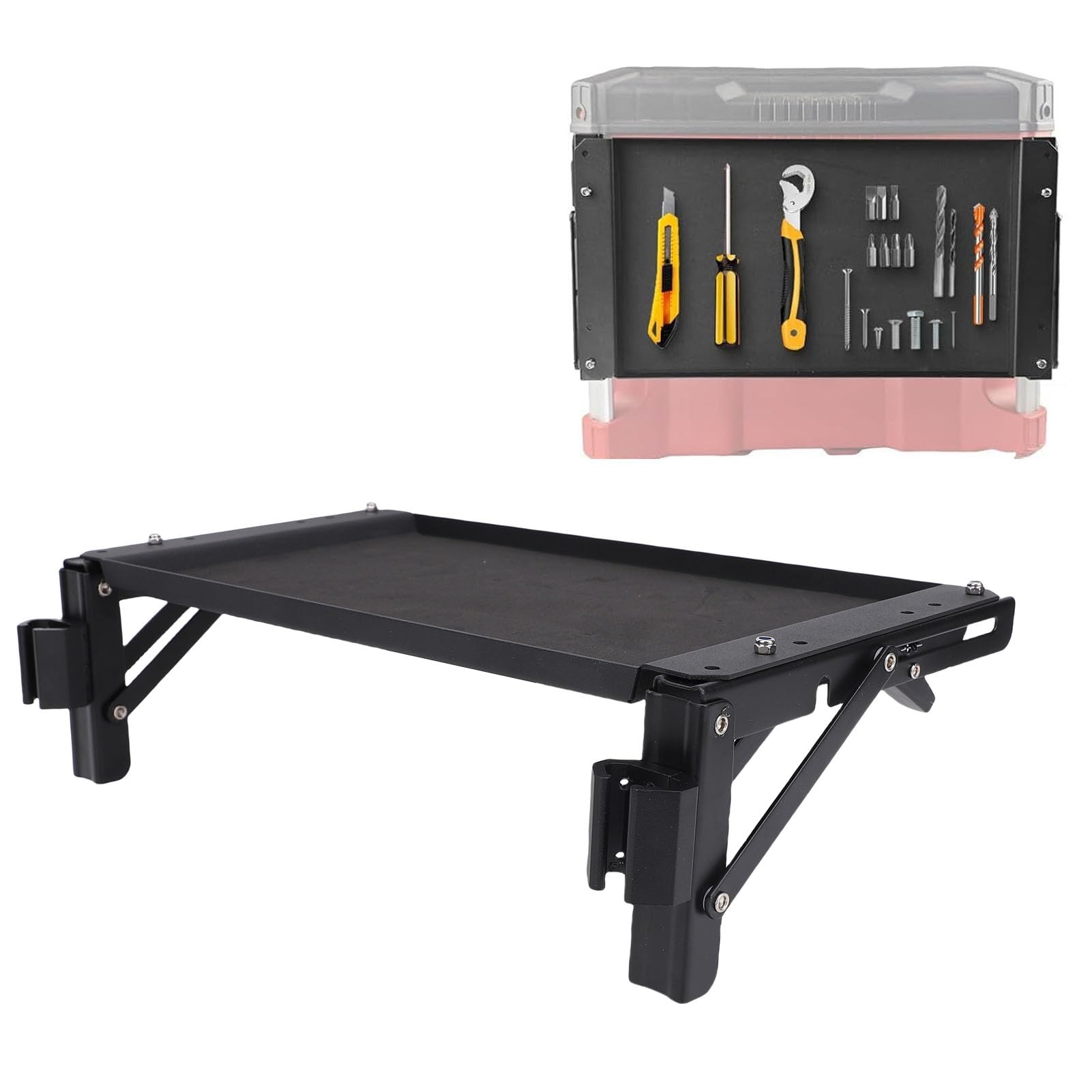 Asixxsix Klapptischtisch -Top -kompatibel mit Packout -Toolbox, Werkzeugabfassungshalterung, Arbeitstabelle Seitenspeicher für Ihr Packout -System, Safe Storage Workbench