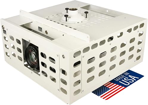 LocDown Medium Locking Projector Cage, Holds Up to 200Ibs Heavy Duty Projector Cage, Steel Security Enclosure with Key Lock, Protective Housing for Ceiling Mounted Projectors, Multiple Sizes