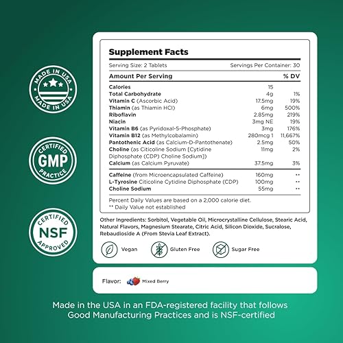 Miniatura 5 de H-PROOF La vitamina energética en cualquier momento que necesites para una energía sostenida, concentración y alerta con cafeína sin nerviosismo, 60