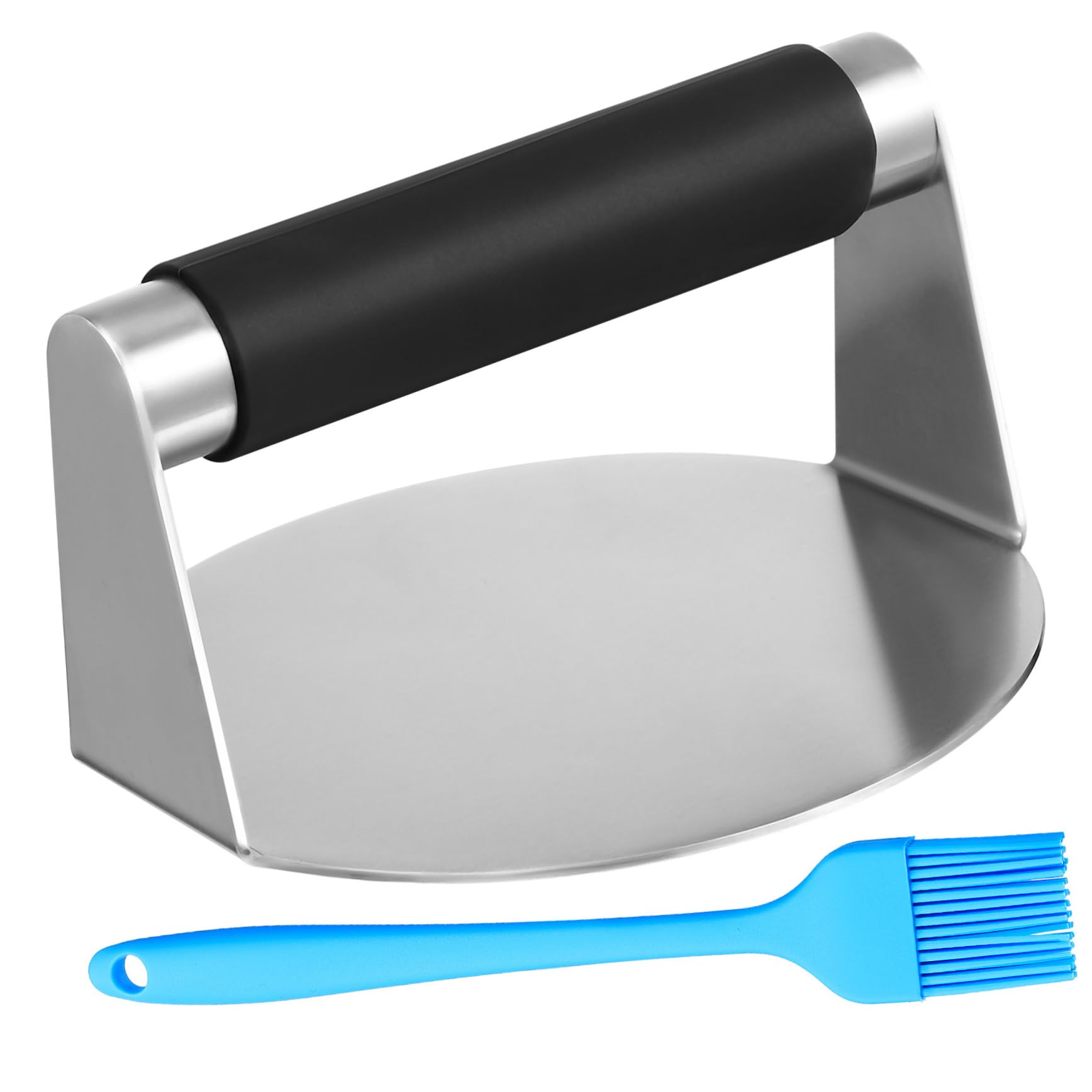 ABOOFAN Stainless Steel Meat Press with Handle Easy to Use Burger Weight Tool for Griddle Cooking and Comfortable Grip for Home Commercial Use