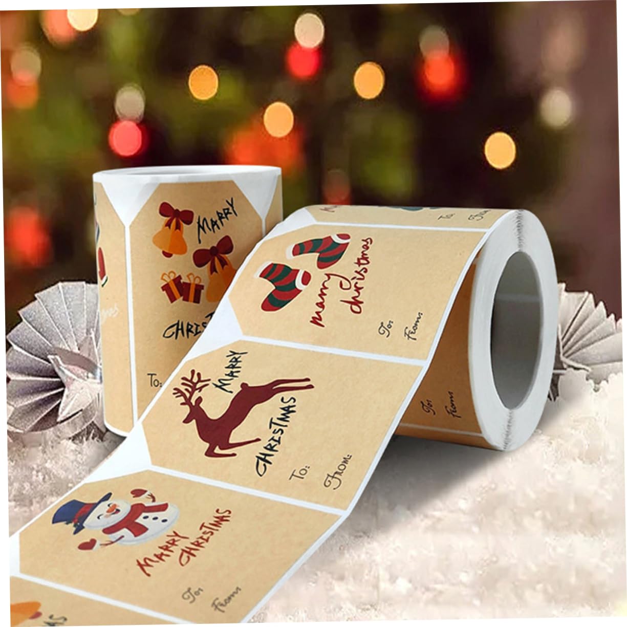 Operitacx 4 Rouleaux Autocollants de Noël autocollant de Noël autocollant d'étiquette de de noël etiquettes autocollantes étiquettes autocollantes étiquettes de noël