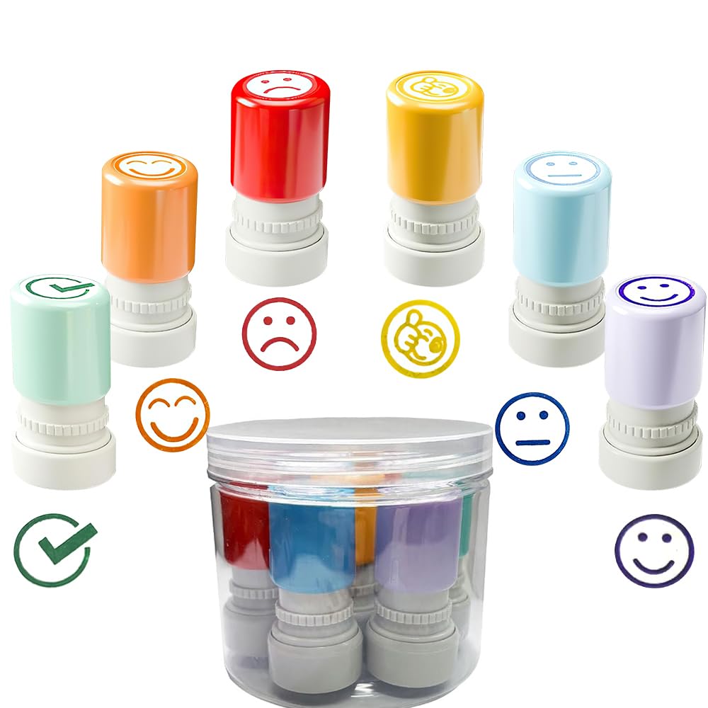 VXCMN Tampon Encreur Enseignant, 6PCS Tampons Français, Multicolore Autocolorants Pour Encourager Élèves Enfant