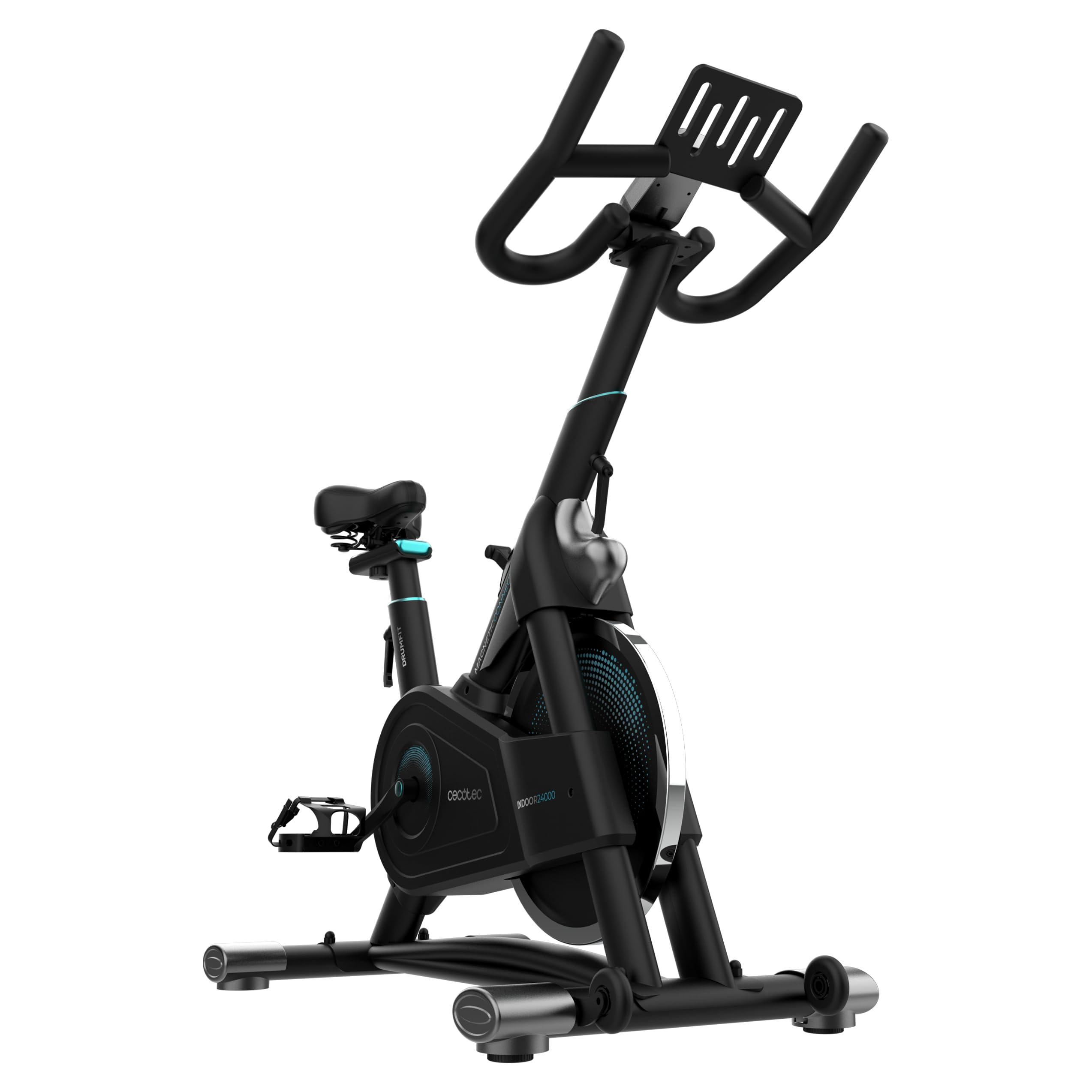 Cecotec Wewnętrzny rower treningowy z rezystancją magnetyczną i kierownicą bezwładnościową 24 kg DrumFit Indoor 24000 Magnetic Connected. APP, 8 poziomów rezystancji, regulowany ekran, siodełko i